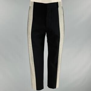 ALEXANDER MCQUEEN Size 38 Black Grey Two Tone Wool Flat Front Dress Pants